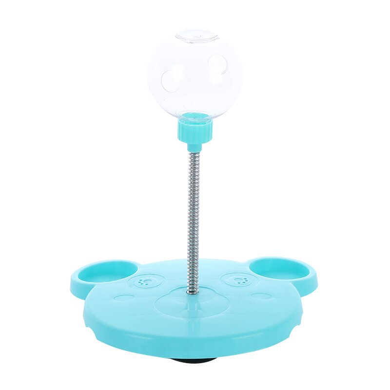 Educational cat toy with a food dispenser and spring-loaded rocking design