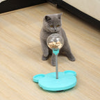 Educational cat toy with a food dispenser and spring-loaded rocking design