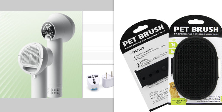 Silent pet hair dryer with comb and blow dryer