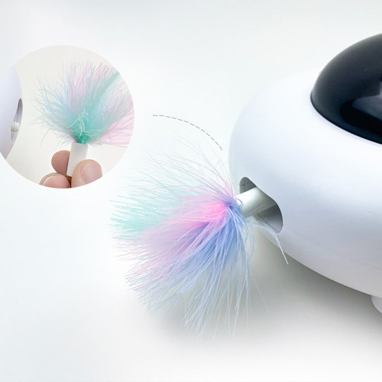 Smart cat toy, automatic rotating feather cat toy, self-entertaining electric cat toy.