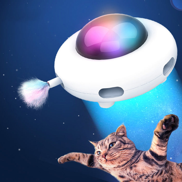 Smart cat toy, automatic rotating feather cat toy, self-entertaining electric cat toy.
