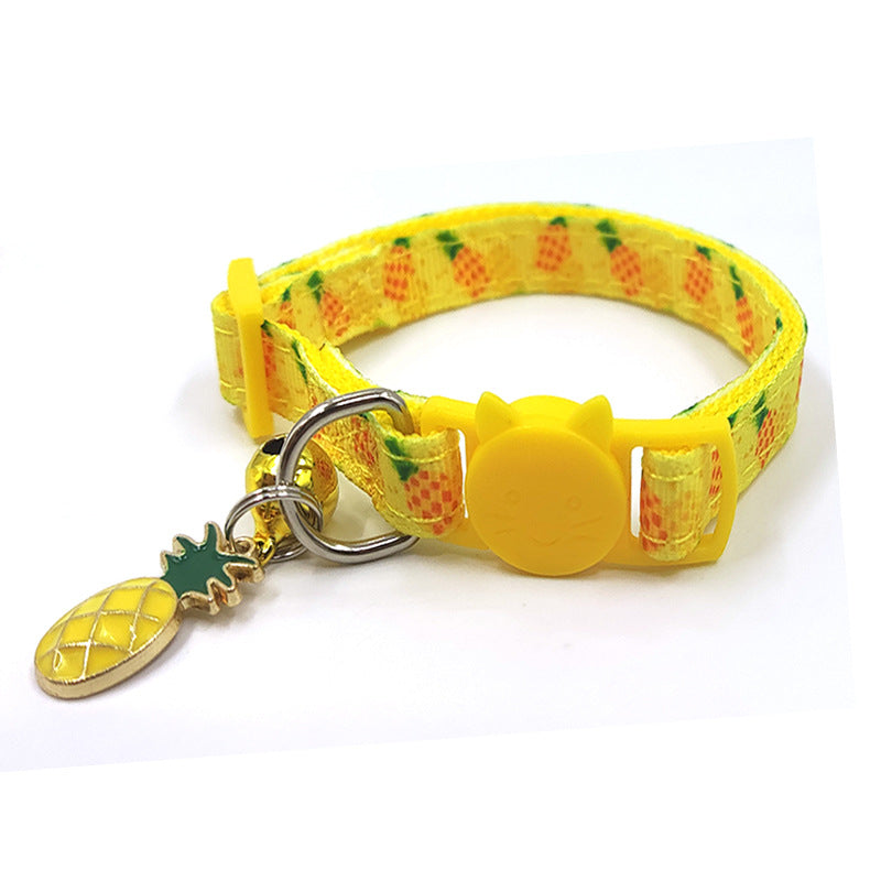 Pineapple-print pet collar