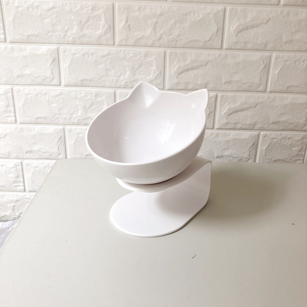 Neck-protecting double food bowl for cats and dogs