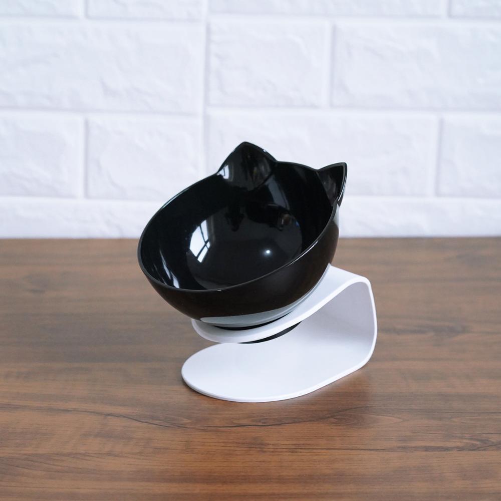 Neck-protecting double food bowl for cats and dogs
