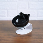 Neck-protecting double food bowl for cats and dogs