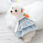 Pet dress, bunny ear hat + carrot plush toy, small dog-themed autumn/winter outfit