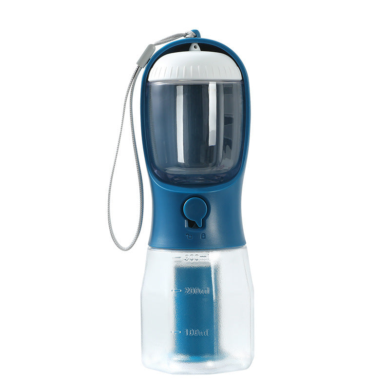 All-in-one pet travel cup with water and food compartment + poop bag dispenser