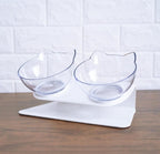 Neck-protecting double food bowl for cats and dogs