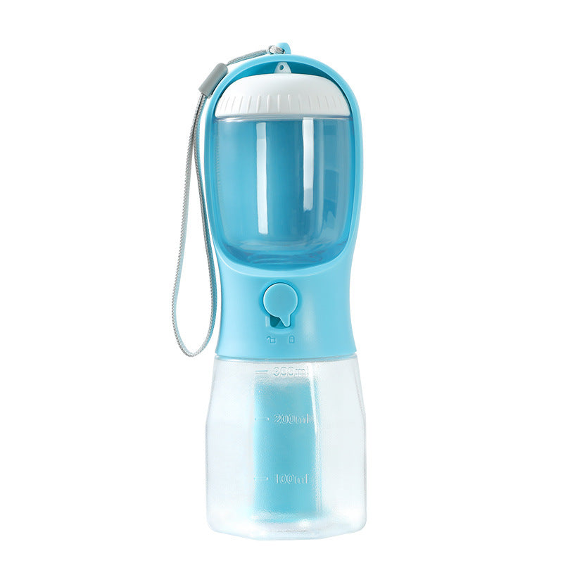 All-in-one pet travel cup with water and food compartment + poop bag dispenser