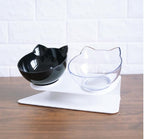 Neck-protecting double food bowl for cats and dogs
