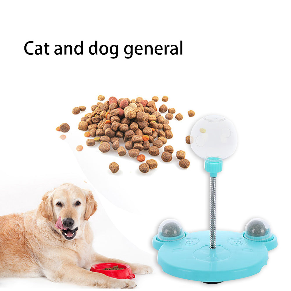 Educational cat toy with a food dispenser and spring-loaded rocking design