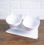 Neck-protecting double food bowl for cats and dogs