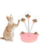 Educational cat toy with a food dispenser and spring-loaded rocking design