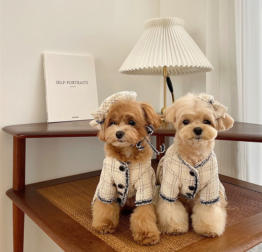 Chanel-style pet coat, French-style elegant dog clothes