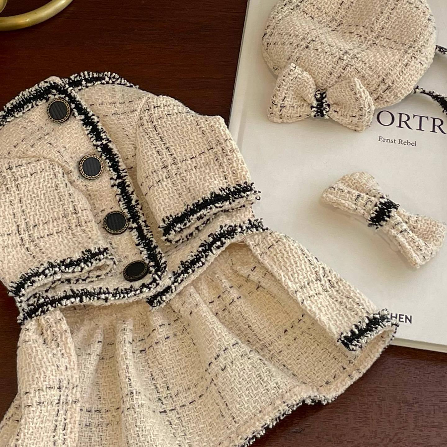 Chanel-style pet coat, French-style elegant dog clothes