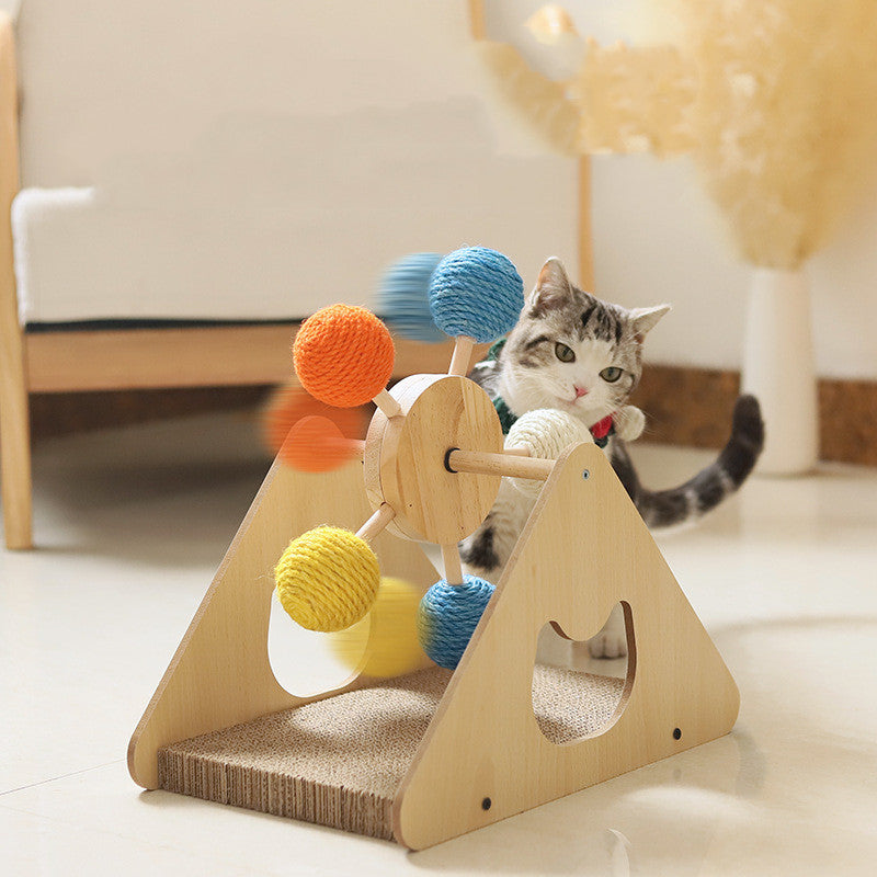 Cat scratching post/toy spinner - a fun and entertaining tool for cats to relieve boredom and sharpen their claws.