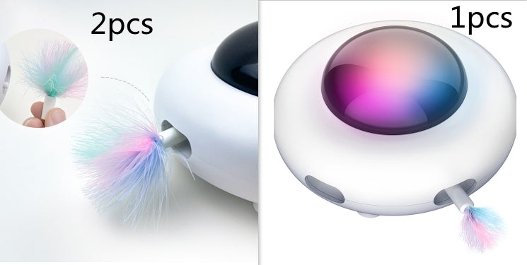 Smart cat toy, automatic rotating feather cat toy, self-entertaining electric cat toy.