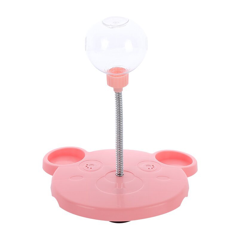 Educational cat toy with a food dispenser and spring-loaded rocking design